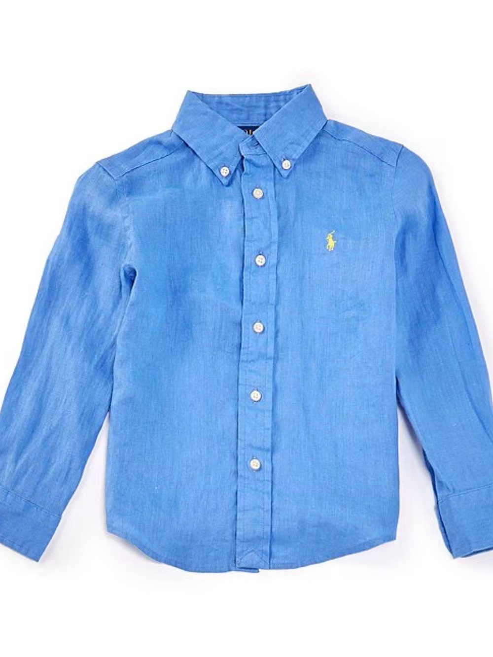 Polo by Ralph Lauren Boys' Blue Button-Down Shirt with Yellow Polo Logo